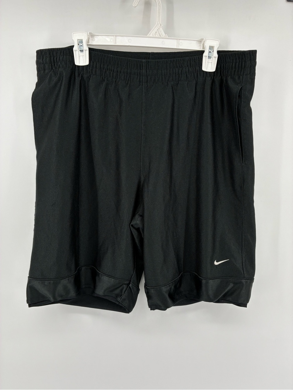 Nike Men’s Black Athletic Mesh Workout Shorts with White Swoosh